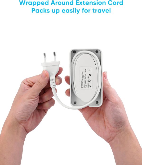 European Travel Plug Adapter, EU/UK/US Travel Plug Adapter Power Strip, 6 AC Outlets, 4 USB Ports (2 USB C), 3ft Wrapped Around Extension Cord, Compact for Travel - Image 2