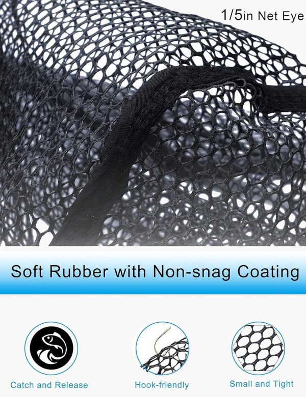 Fly Fishing Net Trout Net Kayak Fishing Net Freshwater Trout Fishing Landing Net Rubber Mesh for Catch and Release - Image 3