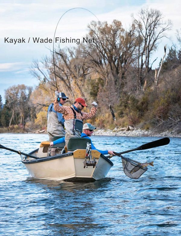 Fly Fishing Net Trout Net Kayak Fishing Net Freshwater Trout Fishing Landing Net Rubber Mesh for Catch and Release - Image 5