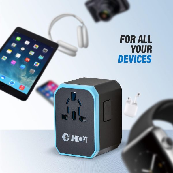 Unidapt Universal Travel Adapter One International Wall Charger AC Plug Adaptor with 5.6A Smart Power and 3.0A USB Type-C for USA EU UK AUS (UA-101, Blue) - Image 4